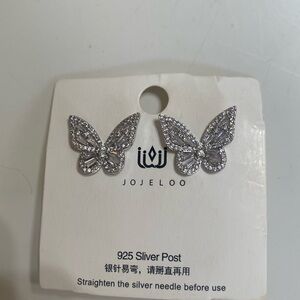 Rhinestone Sparkly Studded Butterfly Earrings